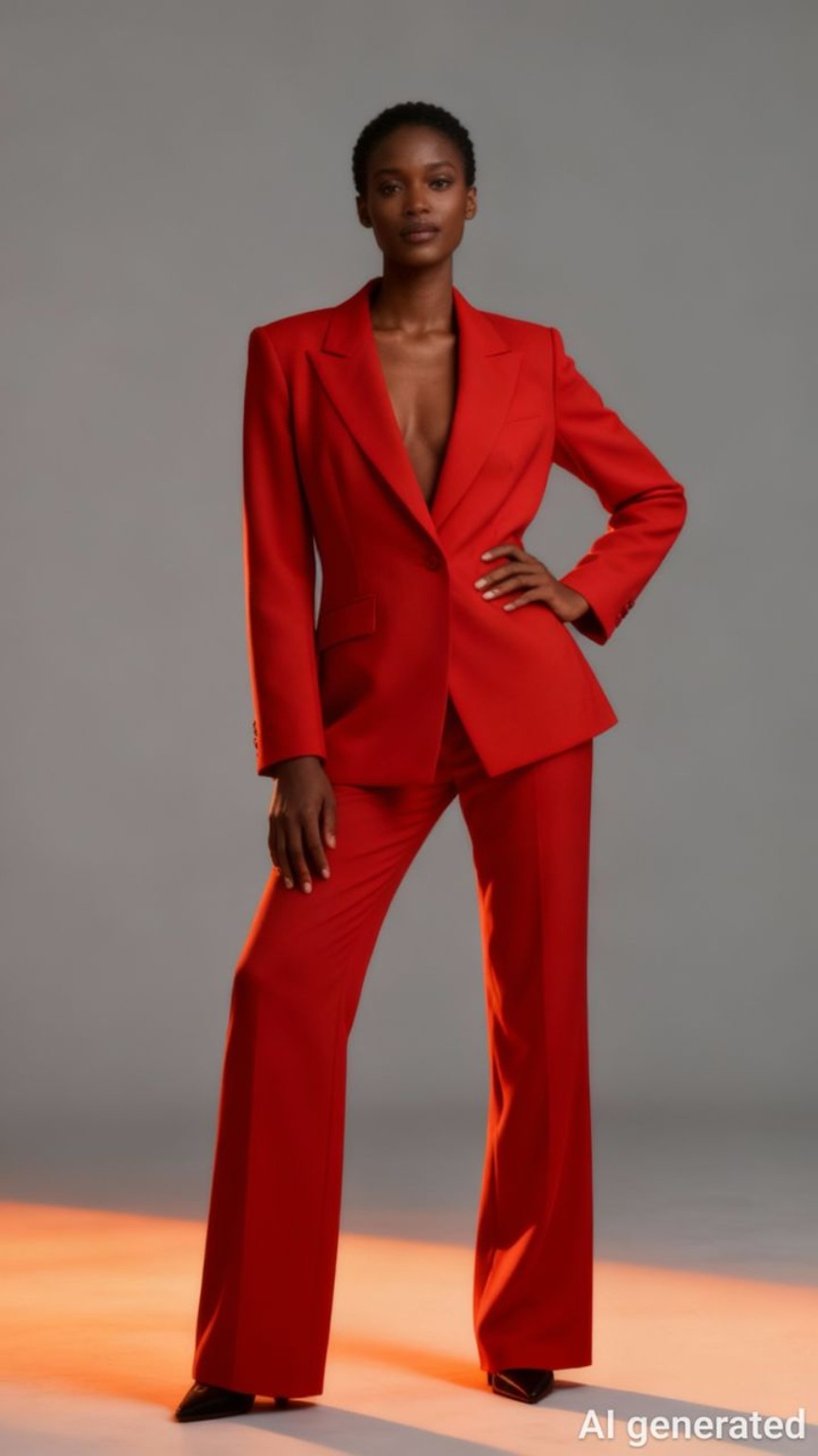 Tailleur pantalon rouge